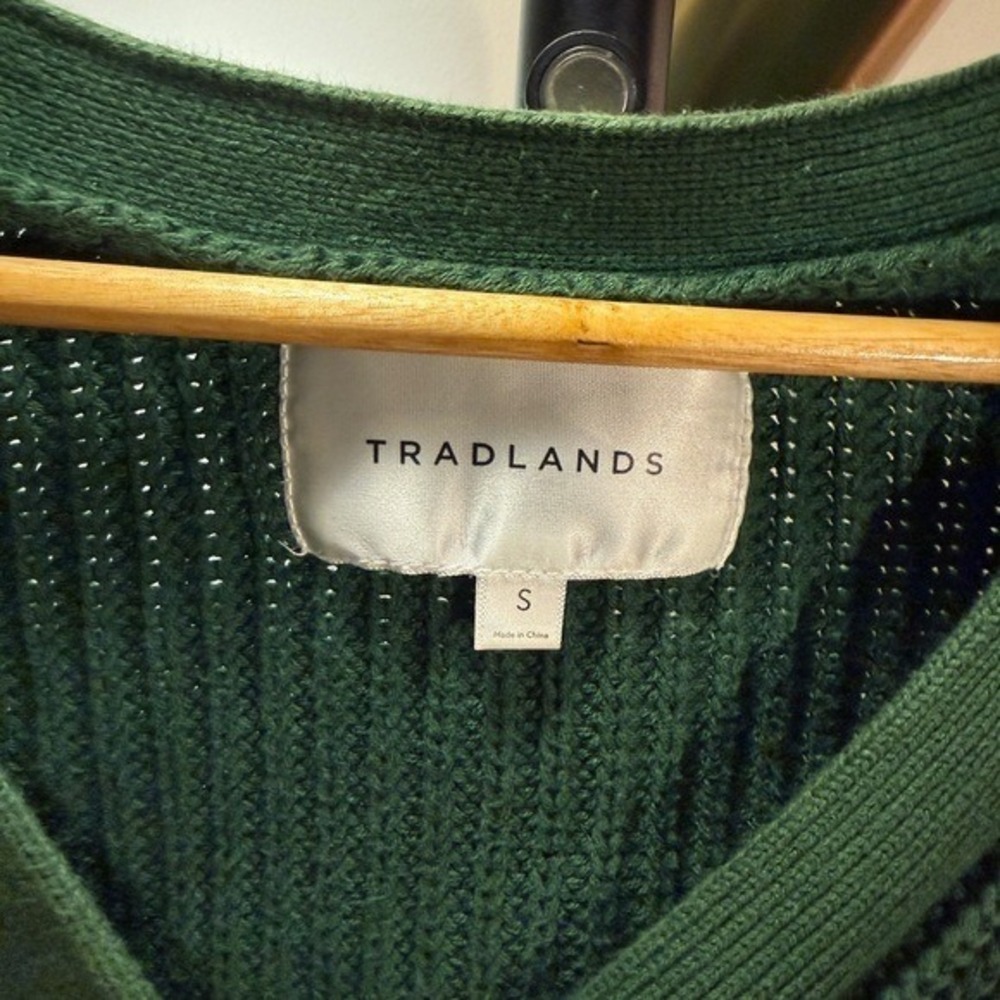 Tradlands Cardigan Kelly green cotton buttons ribbed knit easy wear bookish Sml - Picture 2 of 6